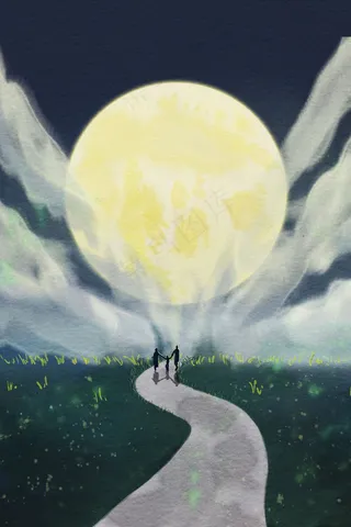 中秋节满月家人团圆中秋