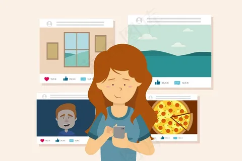 女性在社交媒体上分享内容