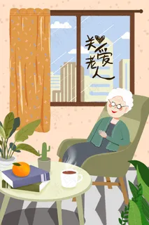 靠窗边满头白发老奶奶