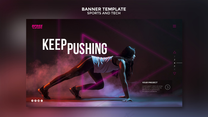 体育和科技横幅banner模板psd模版下载