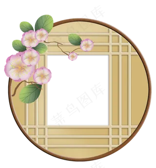 中国风窗子和花卉