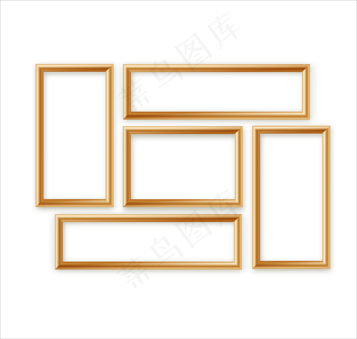 墙壁背景上隔离的空白相框模板组合集