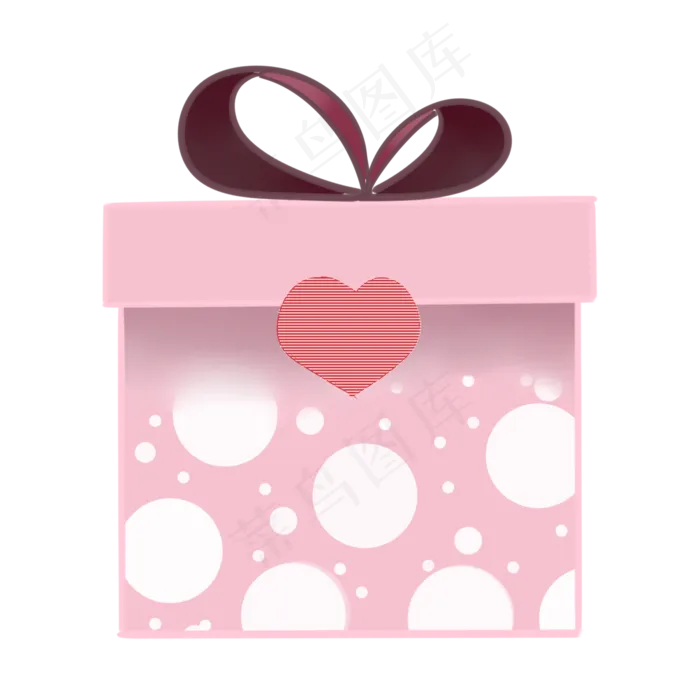 粉色桃心礼盒蝴蝶结(2000X2000(DPI:299))psd模版下载