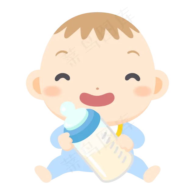 可爱清新小孩baby婴儿儿童奶瓶动漫矢量