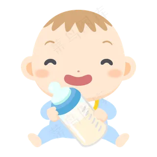 可爱清新小孩baby婴儿儿童奶瓶动漫矢量