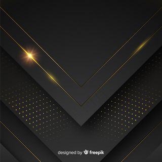 黑色背景，形状和金色线条