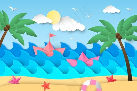 海滩和棕榈树的夏季背景 海滩和棕榈树的夏季背景