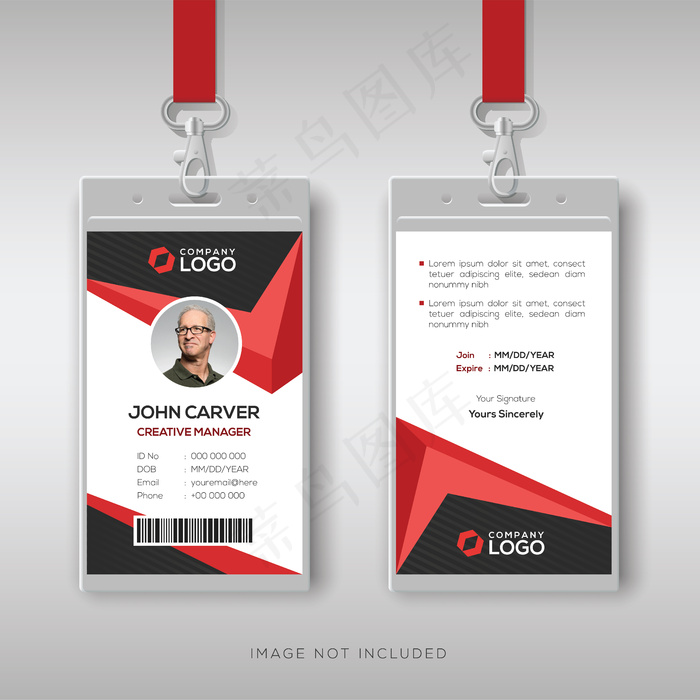 带有红色细节的创意身份证模板