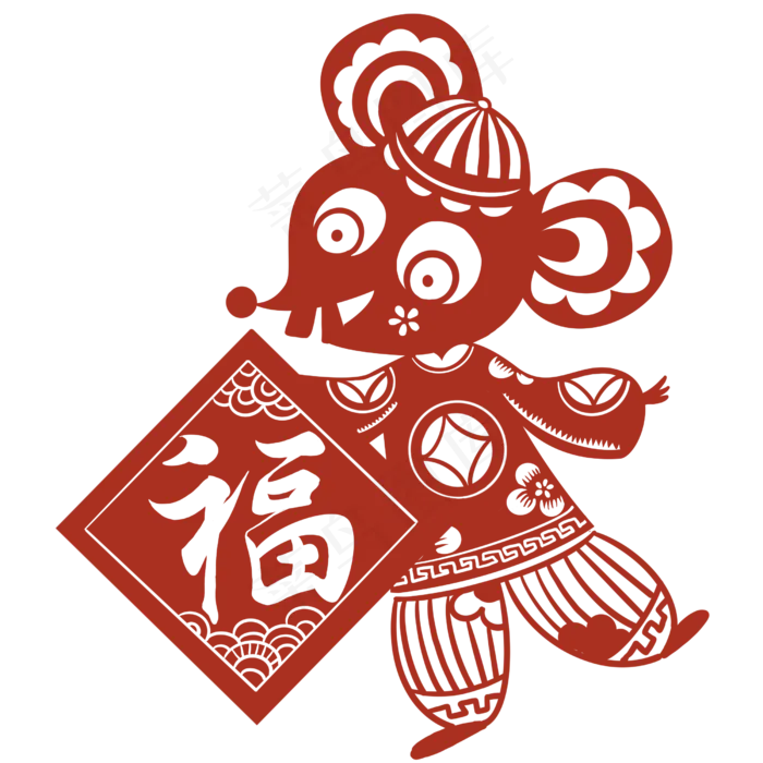 鼠年窗花剪纸,免抠元素(2500X2500(DPI:300))psd模版下载