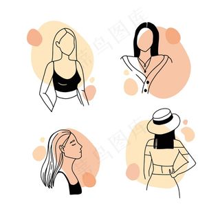 优雅线条艺术风格女性中景