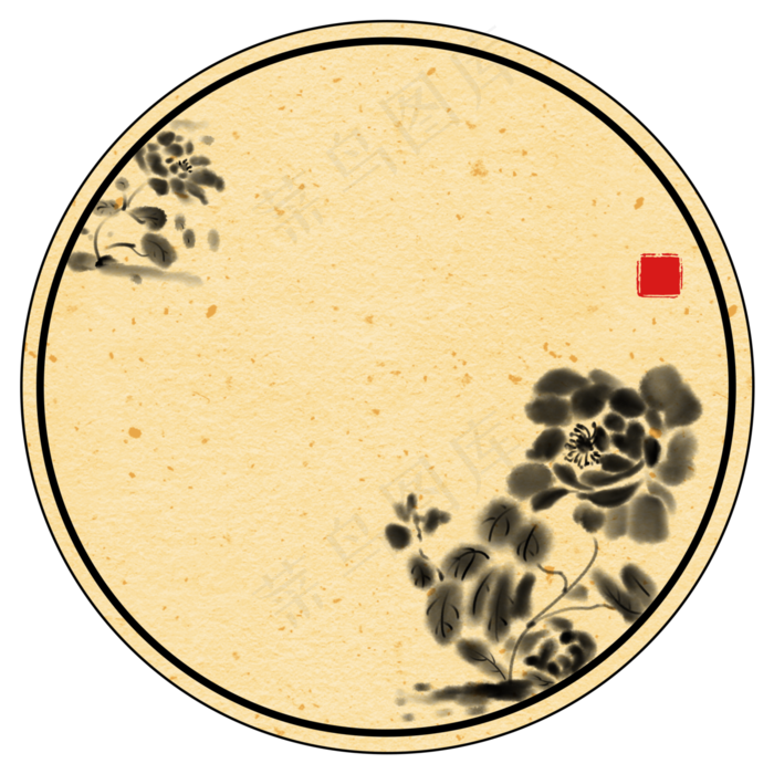 中国风水墨梅花电商边框