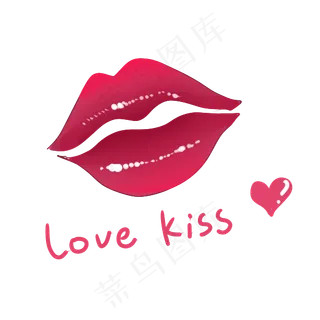 七夕节红色卡通红唇