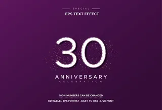 具有周年数字的可编辑文本样式效果