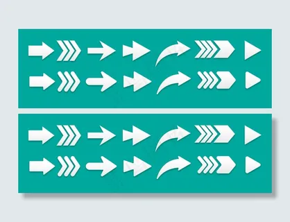 美丽的收集白色箭头纸艺术隔离在绿色