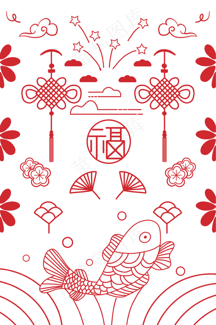 新年春节红色底纹(3545X5315(DPI:300))psd模版下载