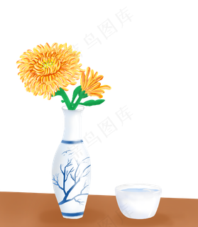 重阳节青瓷菊花跟酒