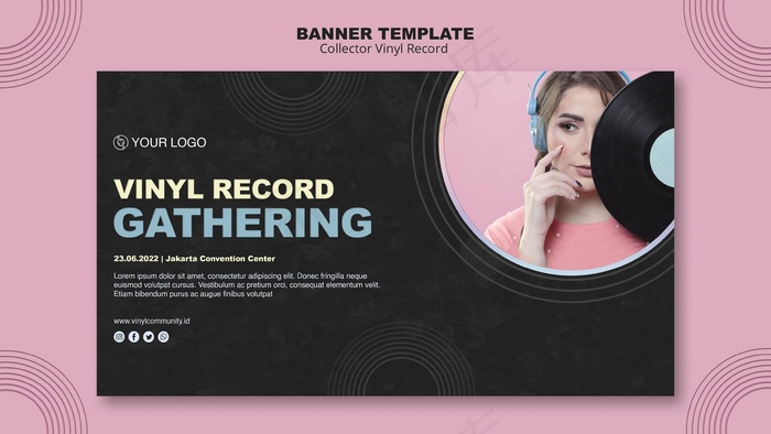 乙烯基唱片横幅banner模板