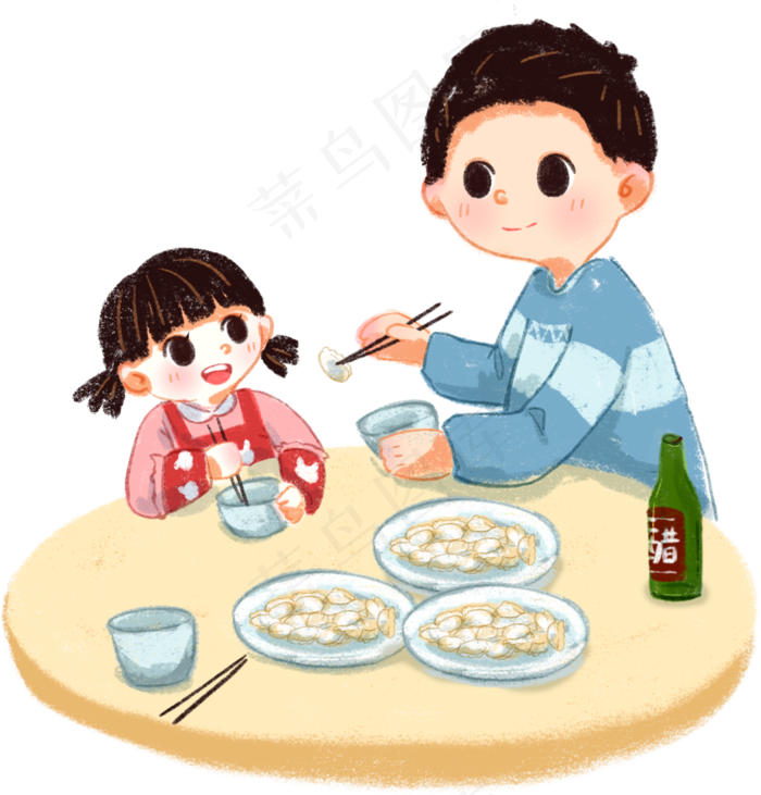 立冬时节爸爸喂我吃饺子(2000X2000(DPI:350))psd模版下载
