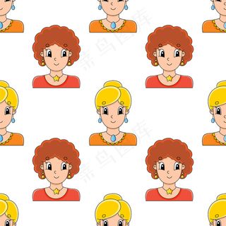 彩色无缝图案。卡通风格。手绘的。