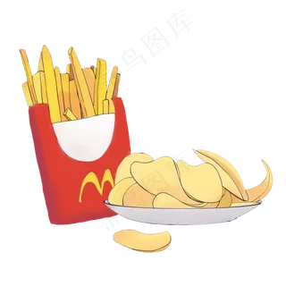美味食物薯条福新春过年春节元旦,免抠元素