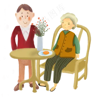 重阳节男子陪伴母亲