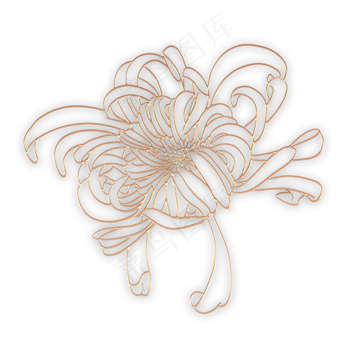 中秋节立体金边菊花(2000X2000(DPI:300))psd模版下载