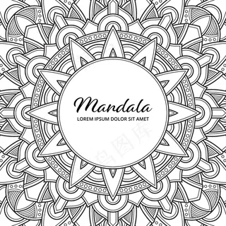 抽象曼荼罗蔓藤色成人彩页书相册封面插图。t恤。花卉壁纸背景。