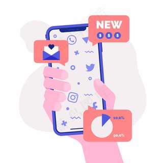 社交媒体营销手机概念