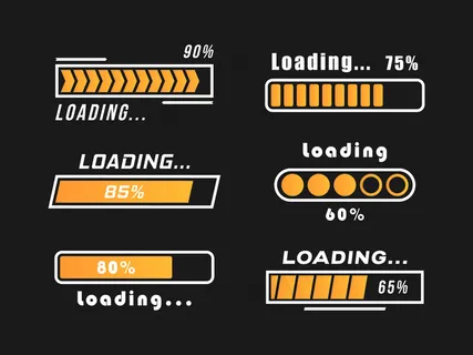 加载条进度图标隔离在黑色上