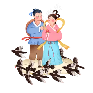 七夕节牛郎织女手绘