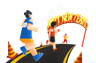 运动员跑步新年跨年