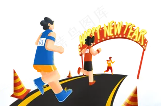 运动员跑步新年跨年