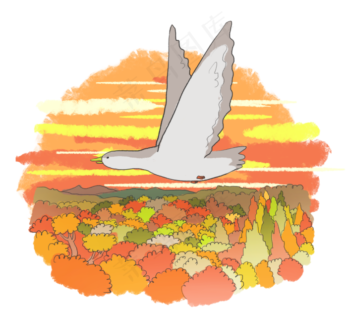 中秋节重阳节大雁南飞手绘(2480X2257(DPI:300))psd模版下载
