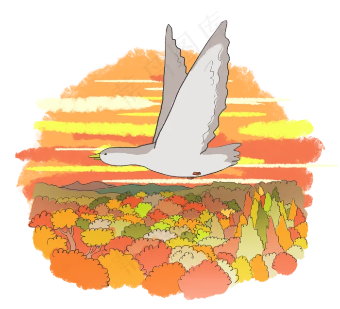 中秋节重阳节大雁南飞手绘(2480X2257(DPI:300))psd模版下载