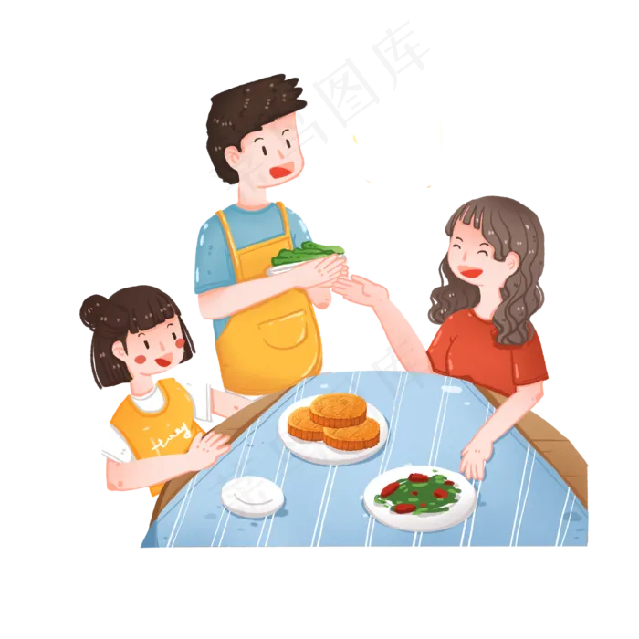 中秋节一家人团聚吃晚饭(2000X2000(DPI:300))psd模版下载