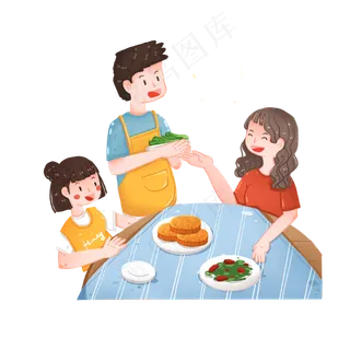 中秋节一家人团聚吃晚饭