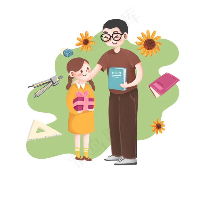 清新教师节老师学生(3000X3000(DPI:150))psd模版下载