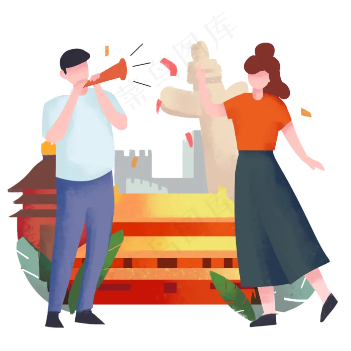 国庆节吹喇叭男孩(3000X3000(DPI:300))psd模版下载