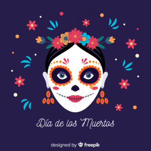 平面设计中的彩色dia de muertos背景