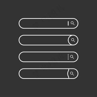 一组搜索栏。平面网页设计元素。网站模板
