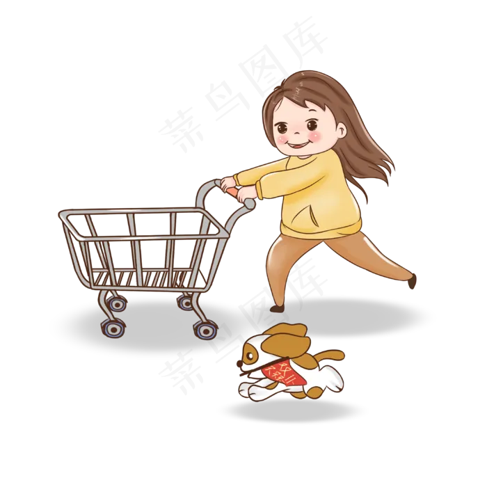 双十一促销卡通手绘小女孩与可爱(3149X3149(DPI:400))psd模版下载