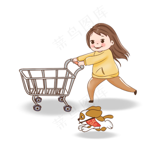双十一促销卡通手绘小女孩与可爱
