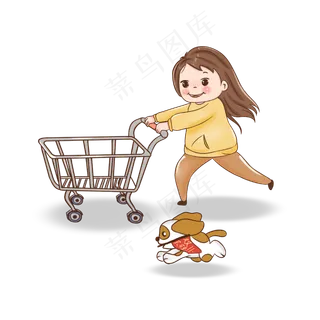 双十一促销卡通手绘小女孩与可爱