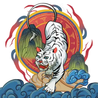 国潮年画神兽白虎