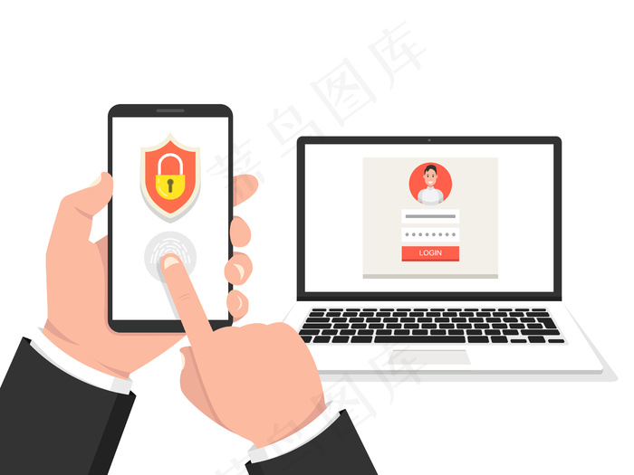 两步认证概念。男性化身