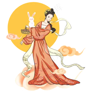 中秋嫦娥奔月古典仙子玉兔