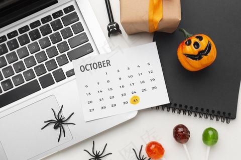 顶视图恐怖万圣节概念