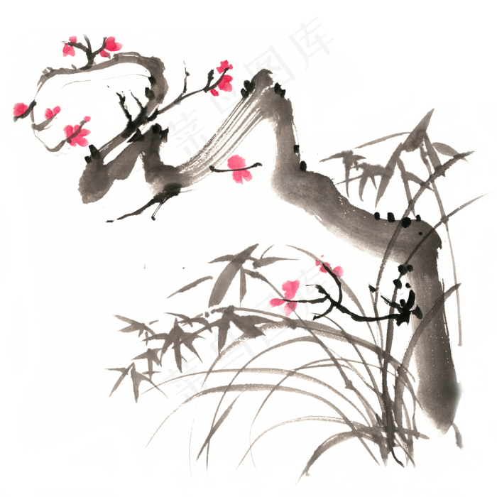 水墨画梅竹兰
