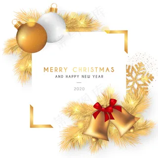 金色装饰的漂亮圣诞画框