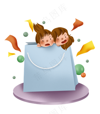 双十一购物节儿童和纸袋